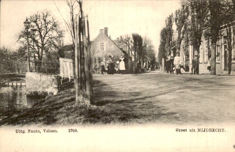 Mijdrecht - Straat - Brug en huizen, Verzamelen, Ophalen of Verzenden, Voor 1920, Ongelopen, Utrecht