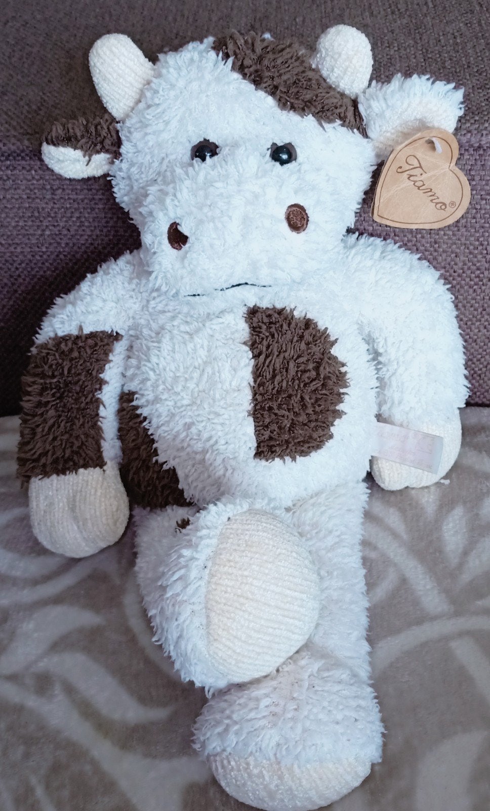 Tiamo beige bruine koe., Kinderen en Baby's, Speelgoed | Knuffels en Pluche, Wasbaar, Ophalen of Verzenden, Zo goed als nieuw