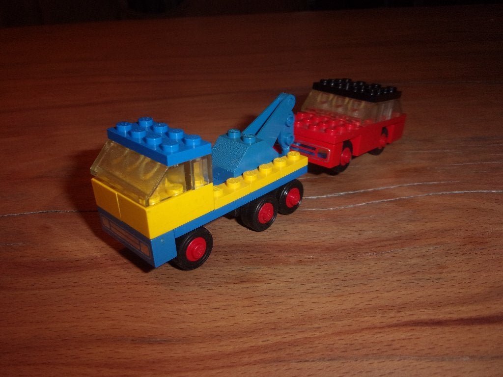 Lego Legoland 651-1 Tow Truck and Car uit 1972, Gebruikt, Lego, Ophalen of Verzenden, Compleet