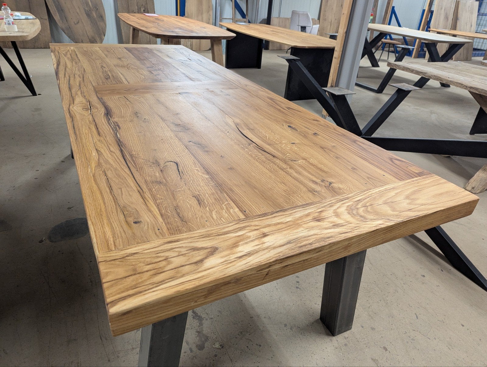 Robuuste Oud Eiken Tafels -Diverse Afmetingen & Onderstellen, Gebruikt, 100 tot 150 cm, Eikenhout, 200 cm of meer