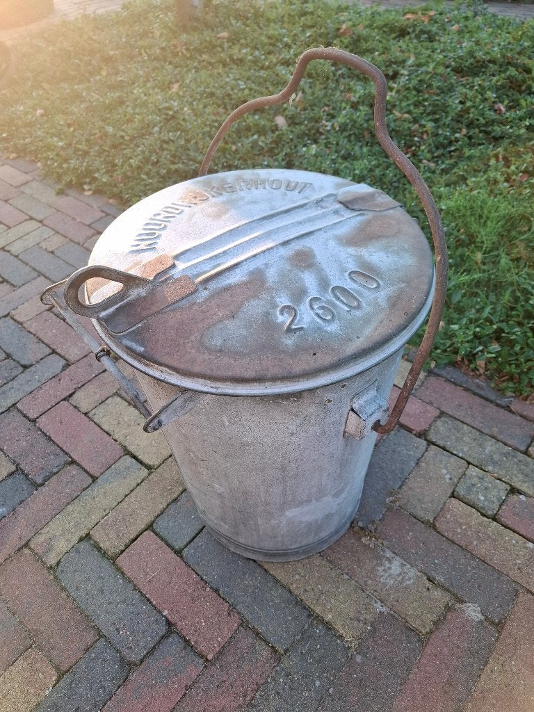 Zinken vuilnisemmer "Noordwijkerhout", Ophalen, Gebruikt, Metaal, 5 – 50