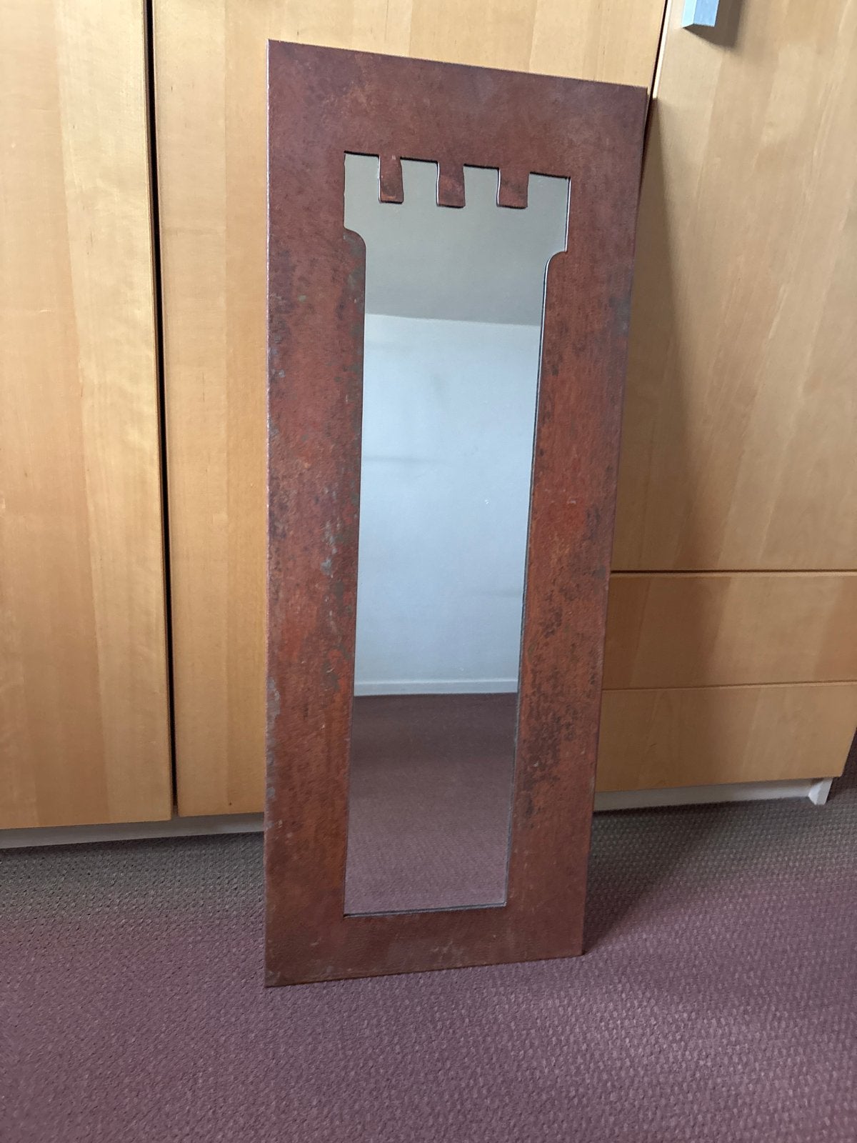 Spiegel met kasteel-thema, roestbruin, Ophalen, Minder dan 50 cm, Gebruikt, 100 tot 150 cm