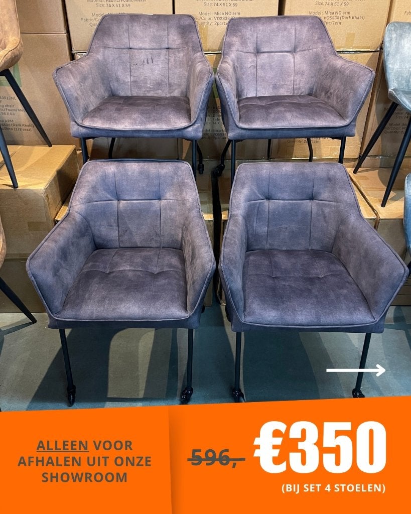 Eetkamerstoelen in onze outlet! Op=op, Ophalen, Overige kleuren, Leer, Nieuw