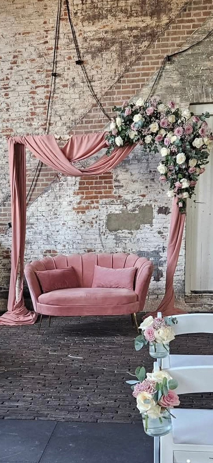 Roze doek voor backdrop of welkomstbord, Ophalen, Versiering, Geboorte of Huwelijk