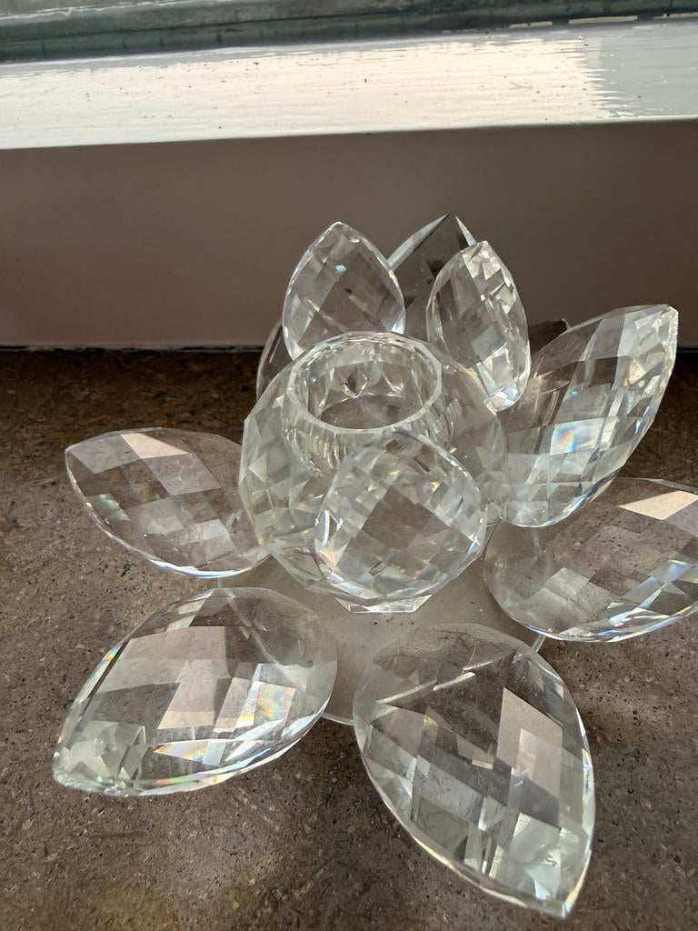 Swarovski waterlelieKandelaars - Voor handige Reparateur, Overige materialen, Gebruikt, Wit, Ophalen of Verzenden