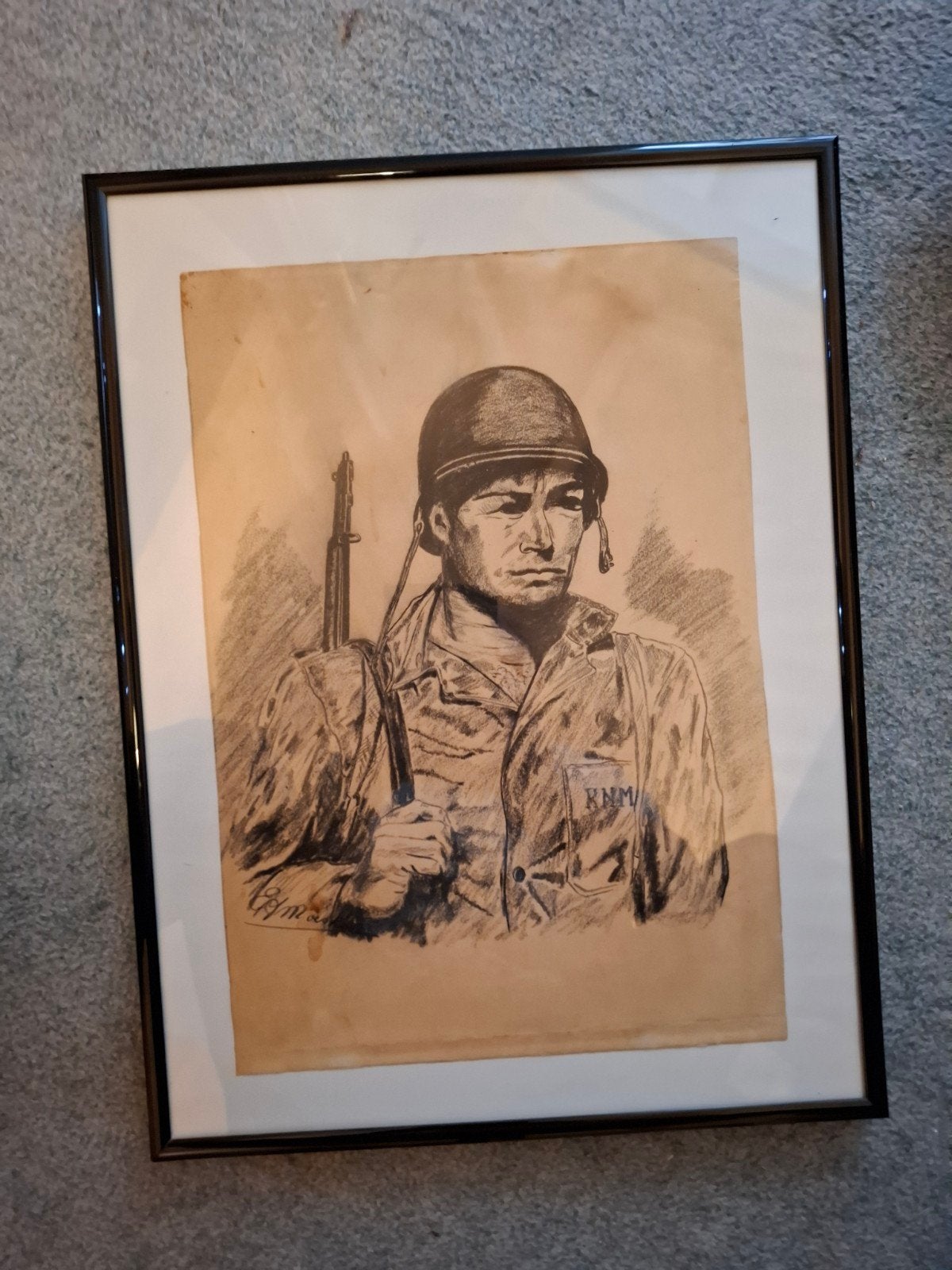 Tekening Moeskops, Ophalen, Overige typen, Houtskooltekening, Achter glas