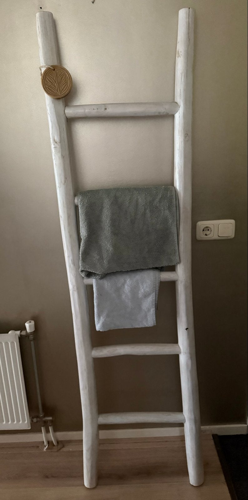 Decoratieve handdoekenladder, wit hout, Ophalen, Gebruikt