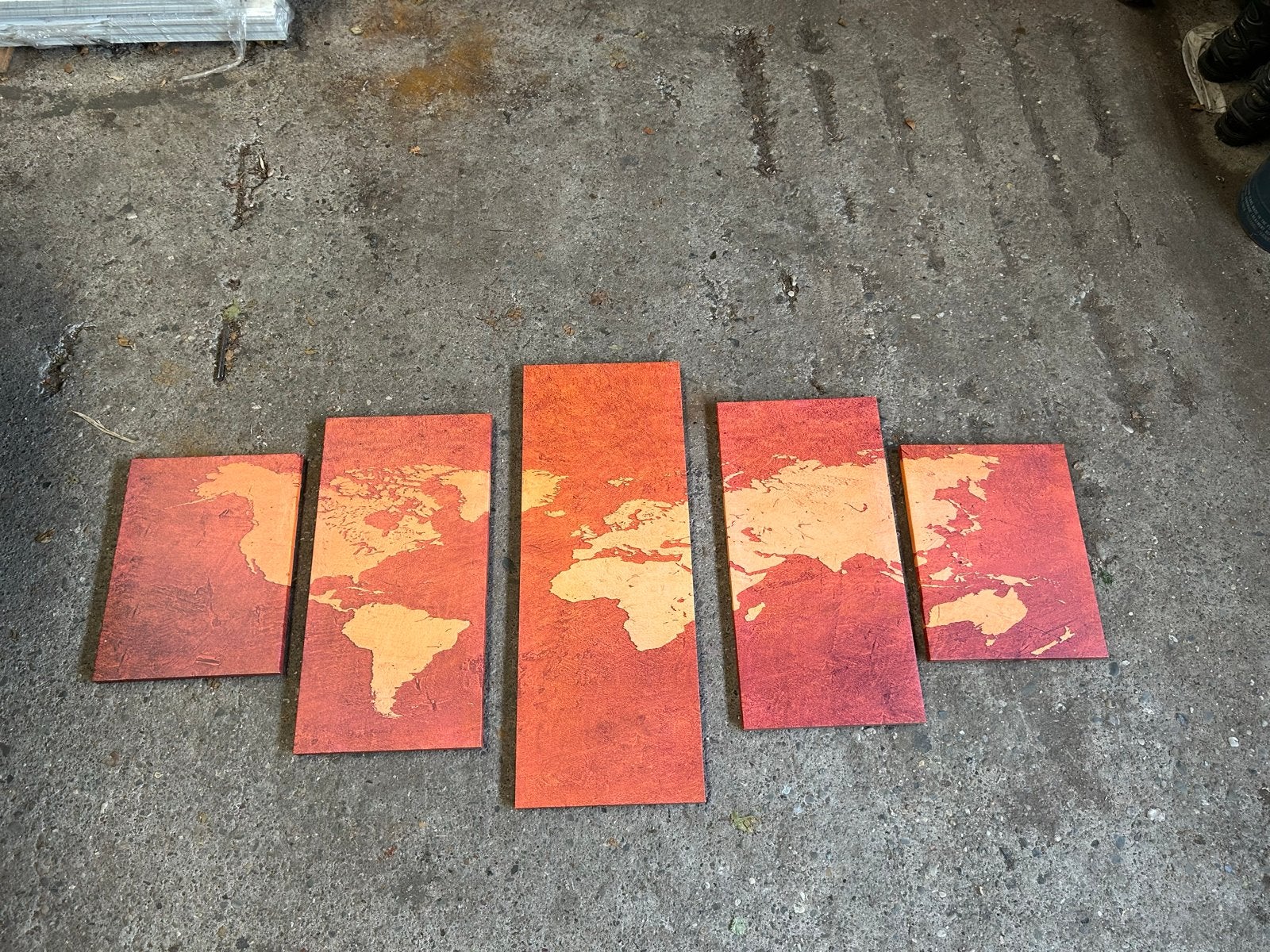 Canvas schilderij wereldkaart 5-delig, Ophalen, Gebruikt, 125 cm of meer, Print