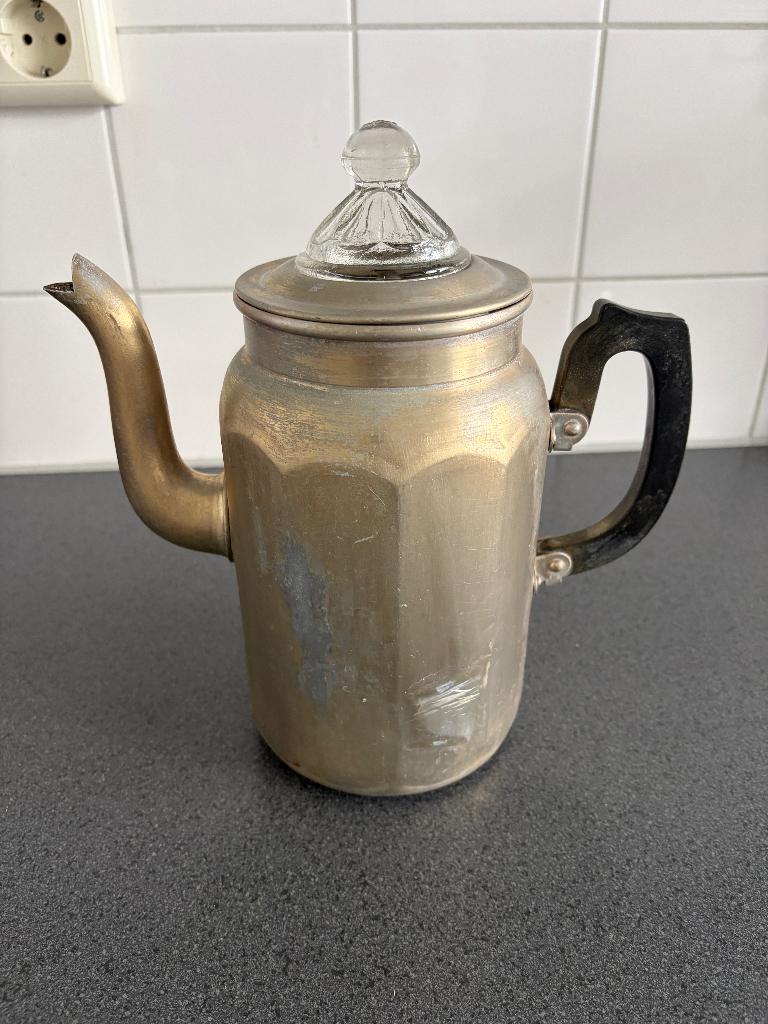 Vintage grote koffiepot met percolator, Antiek en Kunst, Antiek | Keukenbenodigdheden, Ophalen of Verzenden