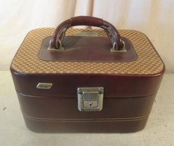 Leuke Retro lederen Beautycase, Ophalen of Verzenden, Zo goed als nieuw, Bruin