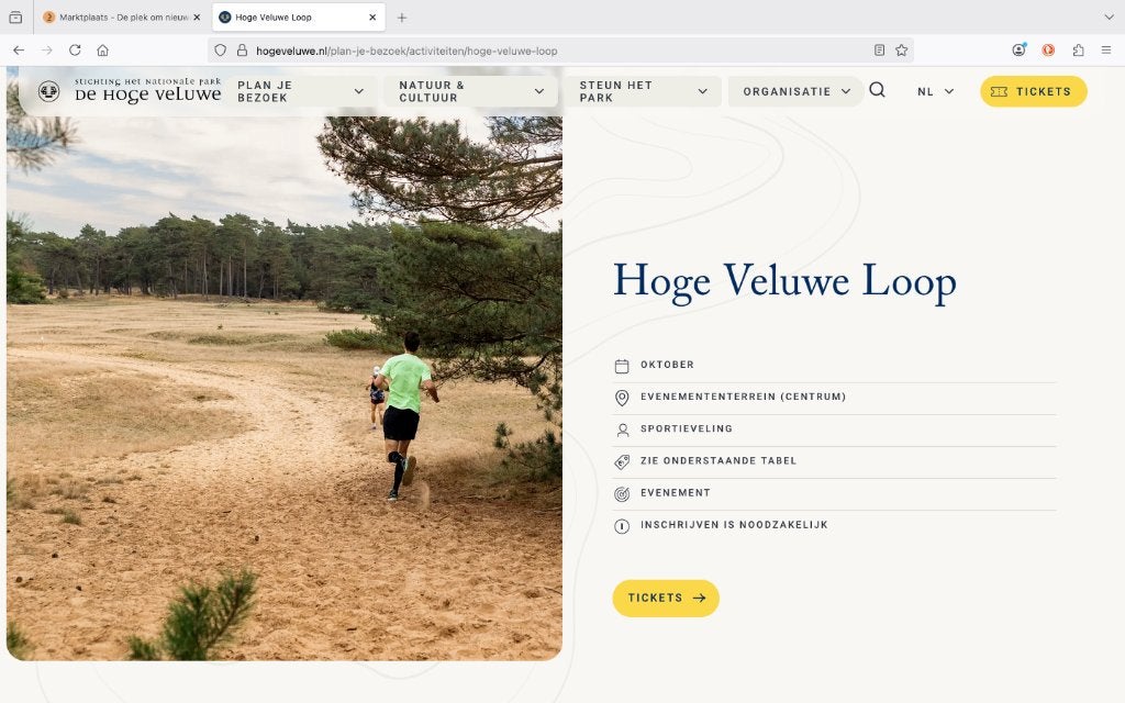 startbewijs Hoge Veluwe Loop, Tickets en Kaartjes, Eén persoon