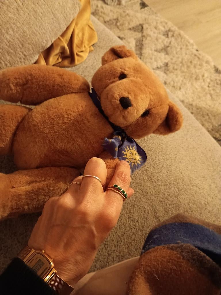 Vintage Dakin Teddybeer 1993 met blauw lint, Ophalen of Verzenden