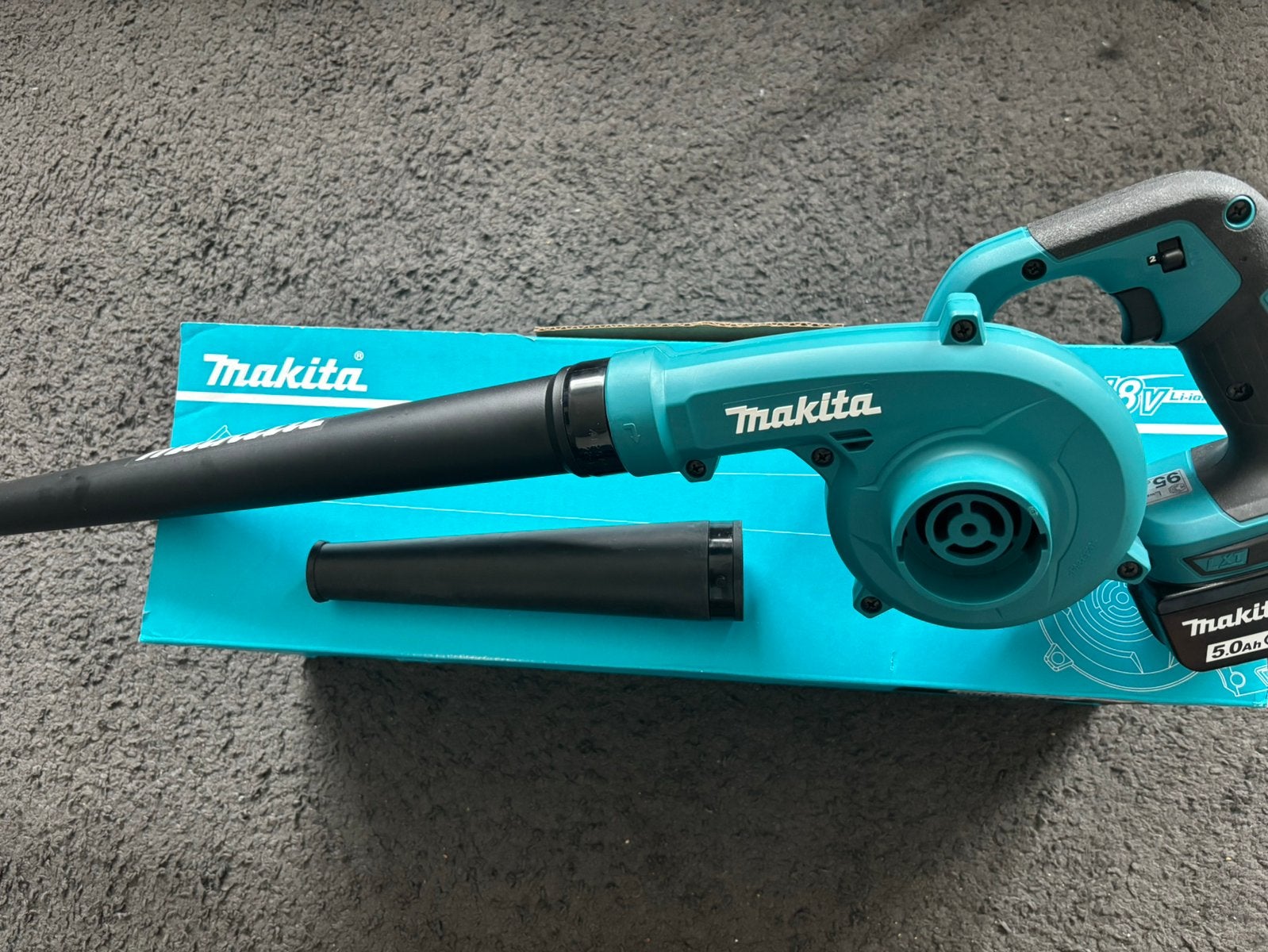 Makita LXT Bladblazer DUB186ZX1 + BL1850B 5.0Ah Accu, Tuin en Terras, Ophalen, Nieuw, Accu, Handgedragen