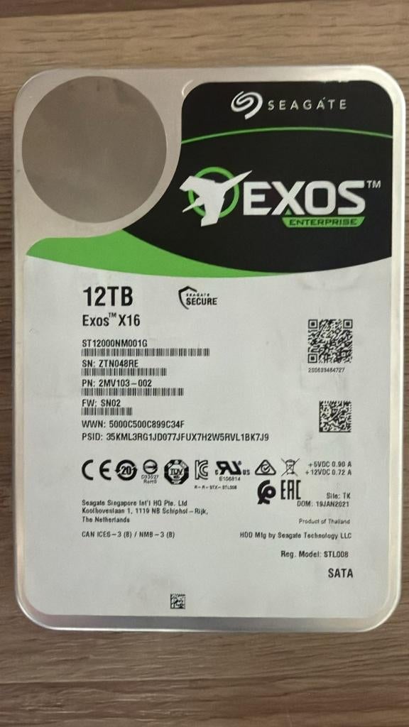 Seagate Exos 12TB, Intern, Gebruikt, 12TB, HDD