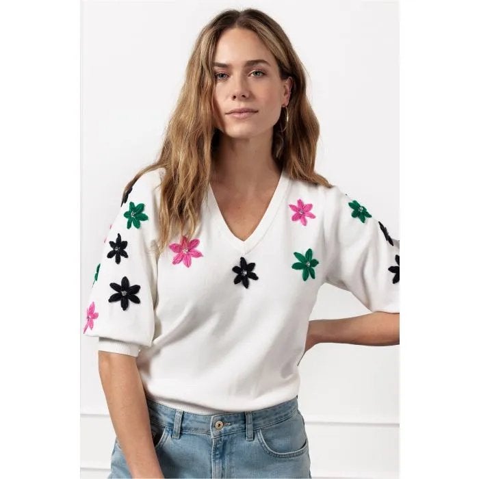 Studio snneloes lenthe flower pullover trui XL offwhite, Overige kleuren, Maat 46/48 (XL) of groter, Ophalen of Verzenden, Zo goed als nieuw