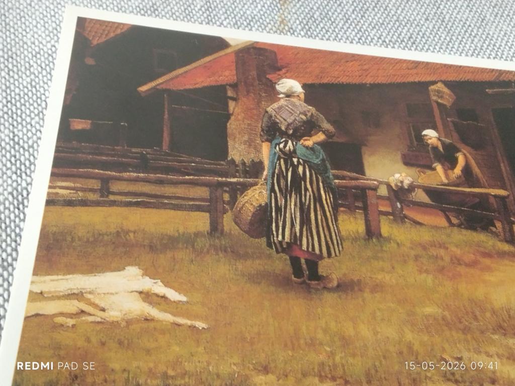 KunstAnsichtkaart B.J. Blommers - 'Buurpraatje bij de was', Ophalen of Verzenden, Voor 1920, Ongelopen
