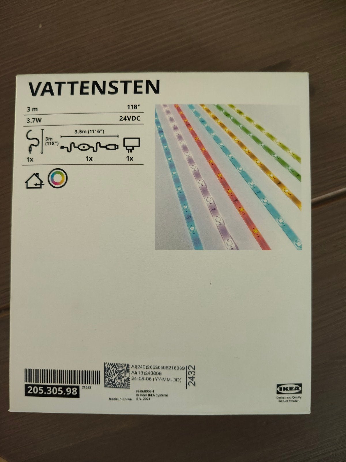 IKEA VATTENSTEN LED-strip multicolor 3 m. - Nieuw in verpa, Meerkleurig, Nieuw, Kleur aanpasbaar, Ophalen of Verzenden