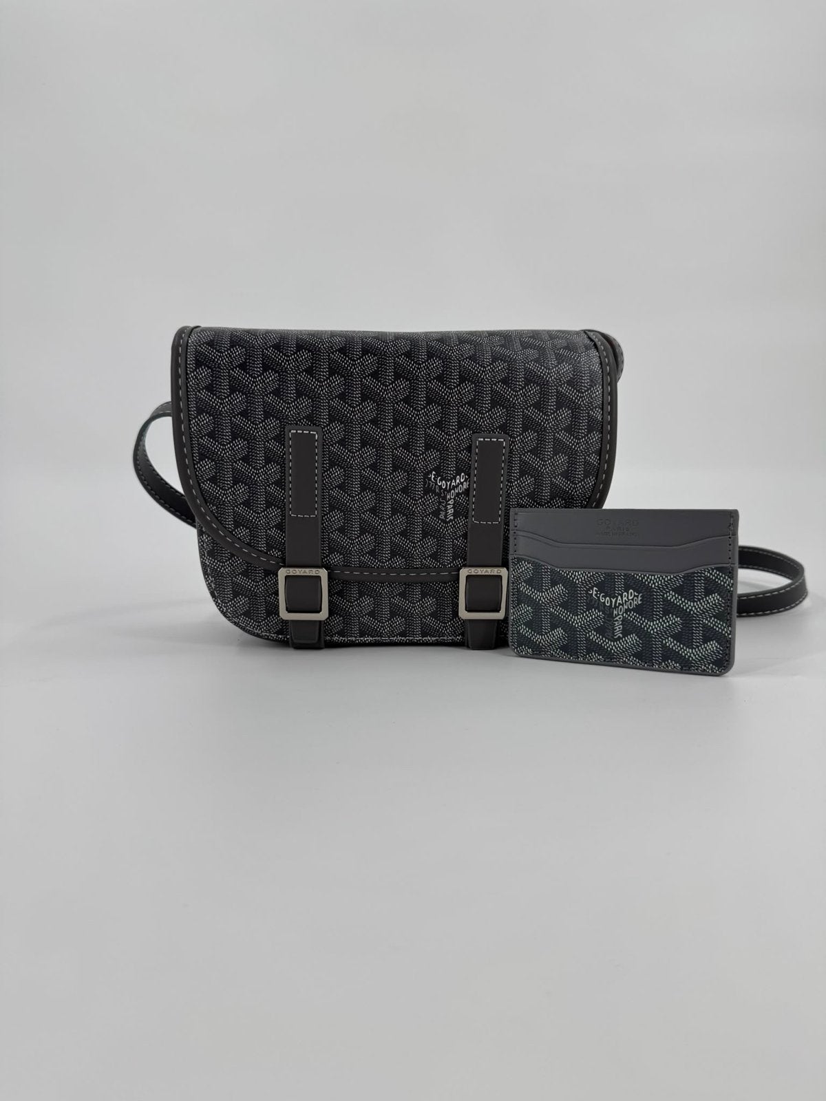 Goyard Mini Messenger Bag & Cardhouder Zwart/Grijs, Ophalen, Zo goed als nieuw, Zwart, Schoudertasje