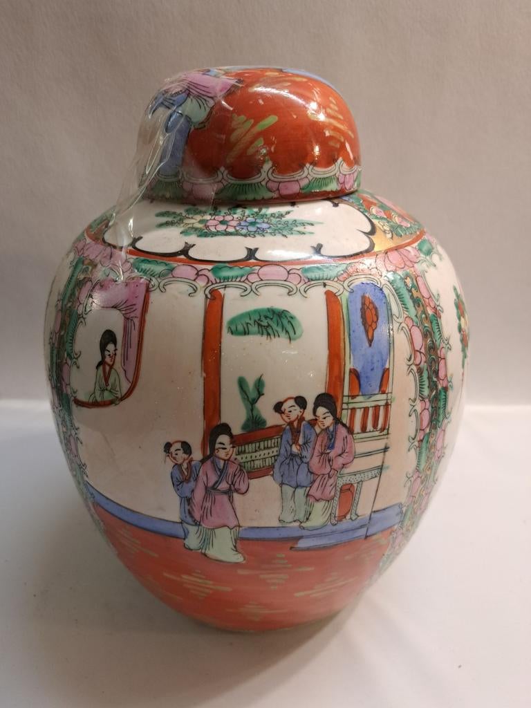 Chinese gemberpot met deksel, 25 cm hoog, Ophalen of Verzenden