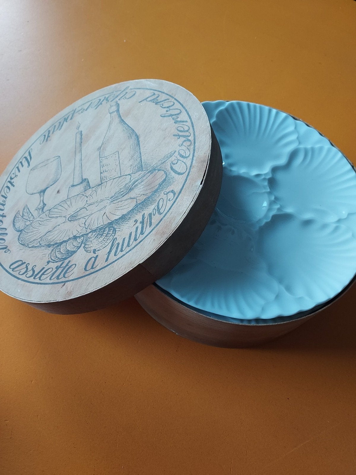 vintage set porseleinen oesterborden 6x, Ophalen of Verzenden