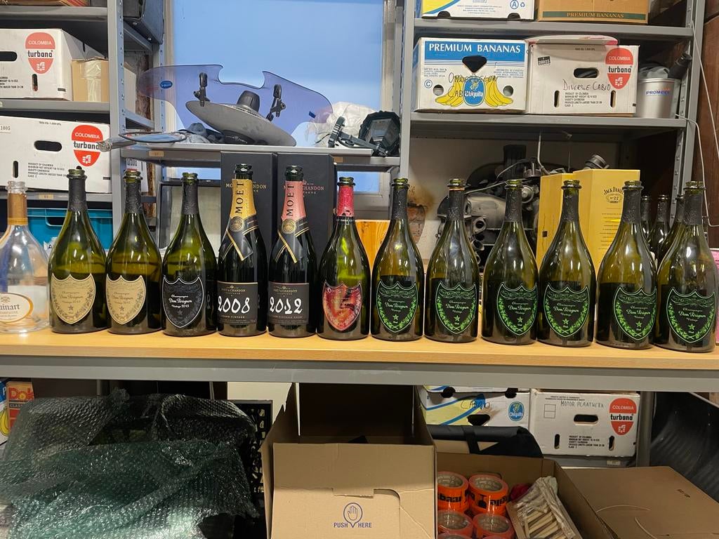 Lege Dom Perignon en Moët & Chandon flessen, Ophalen of Verzenden, Gebruikt, Frankrijk, Champagne