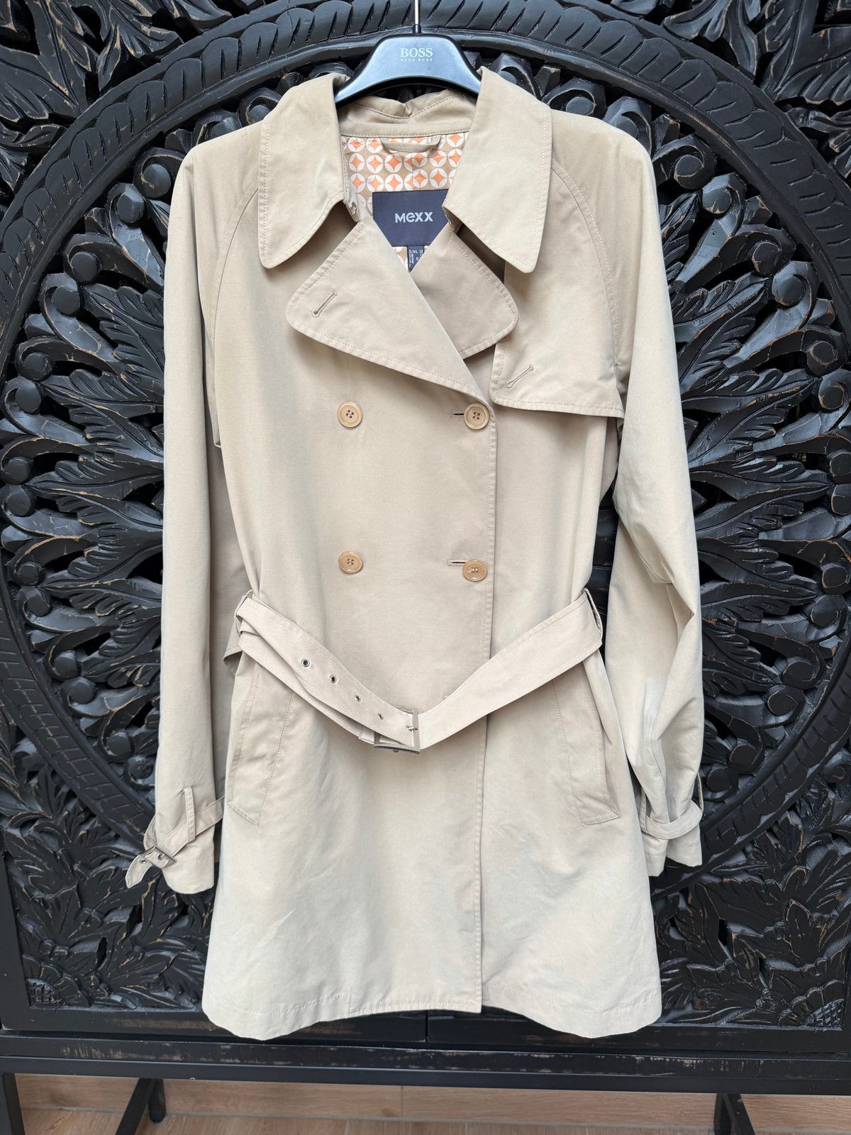Mexx trenchcoat, maat 38, beige, amper gedragen, Ophalen of Verzenden, Gedragen, Maat 38/40 (M), Beige