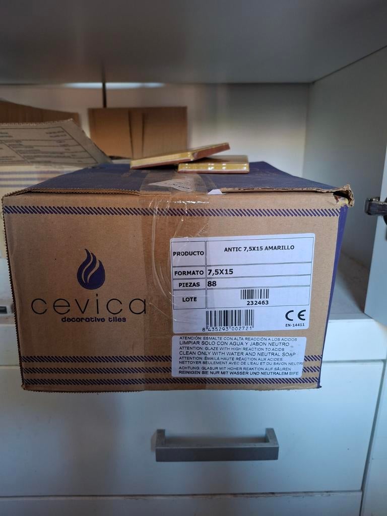 Cevica Antik Gele Wandtegels 7,5x15 cm - 88 stuks, Doe-het-zelf en Verbouw, Tegels, Ophalen, Nieuw, Minder dan 20 cm, Minder dan 20 cm
