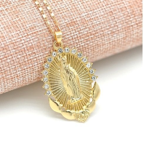 18K goud verguld kettinghanger Maagd Maria, Overige materialen, Nieuw, Ophalen of Verzenden, Goud
