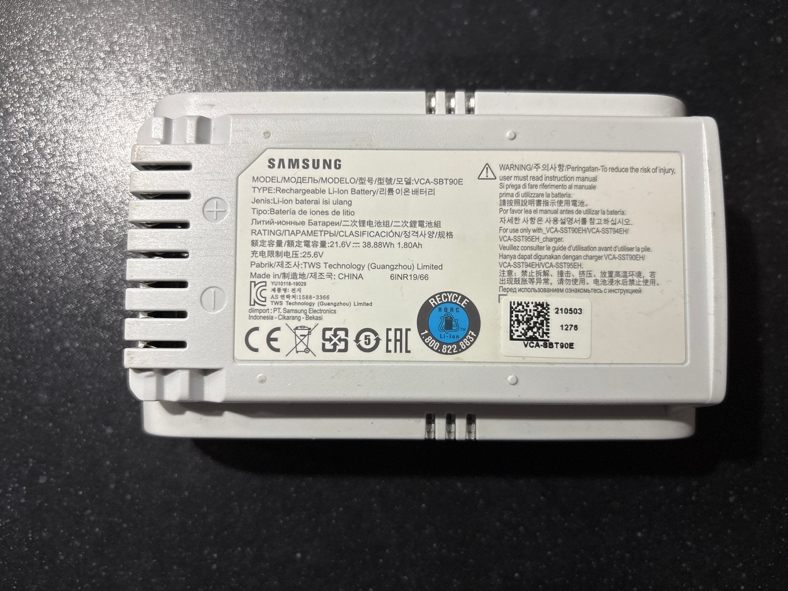 Samsung VCA-SBT90E Accu Batterij voor Stofzuiger, Ophalen of Verzenden, Gebruikt