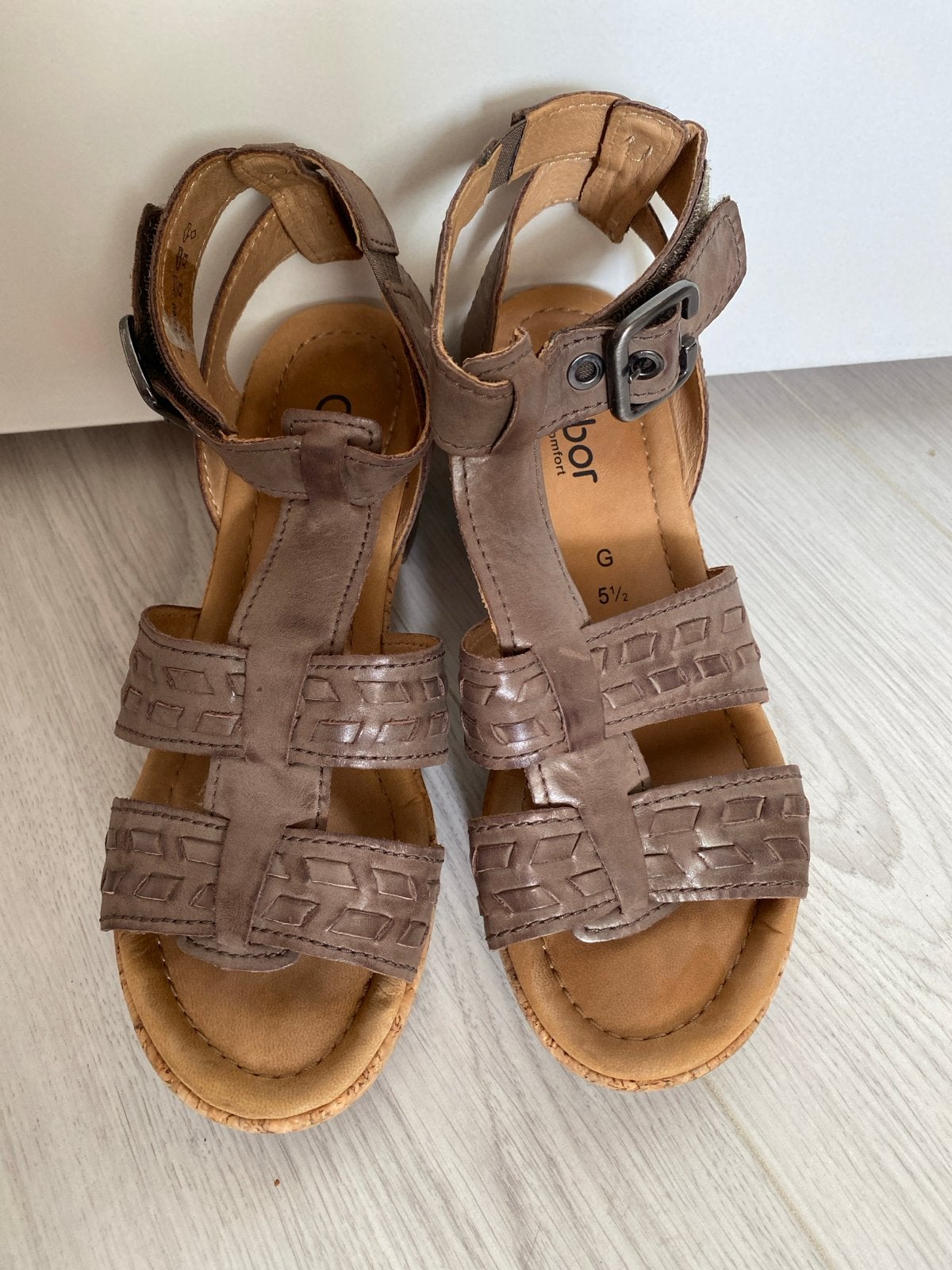 Gabor Comfort sandalen met hak - Maat 38.5, Ophalen, Zo goed als nieuw, Bruin, Sandalen of Muiltjes