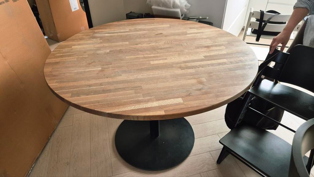 Woood ronde eettafel 120cm, Ophalen, Gebruikt, Vier personen, 100 tot 150 cm