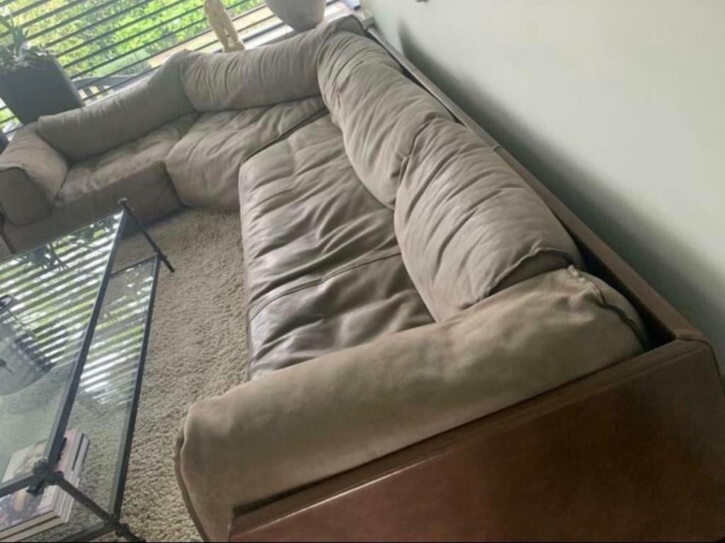 Zeer ruime Baxter bankstel van buffel leer, Ophalen, Tijdloos design, Hoekbank, 300 cm of meer