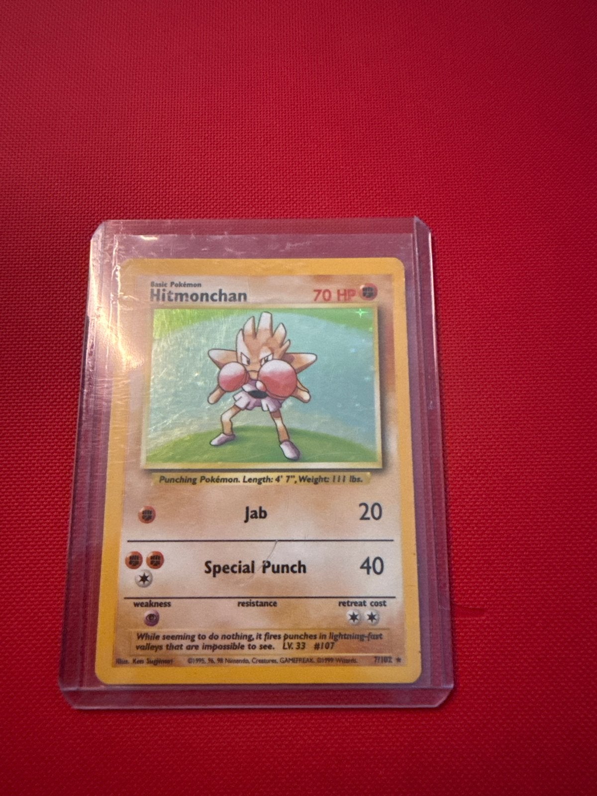 Pokémon Kaart Hitmonchan (Base Set) - Zeldzaam, Ophalen of Verzenden, Gebruikt, Losse kaart