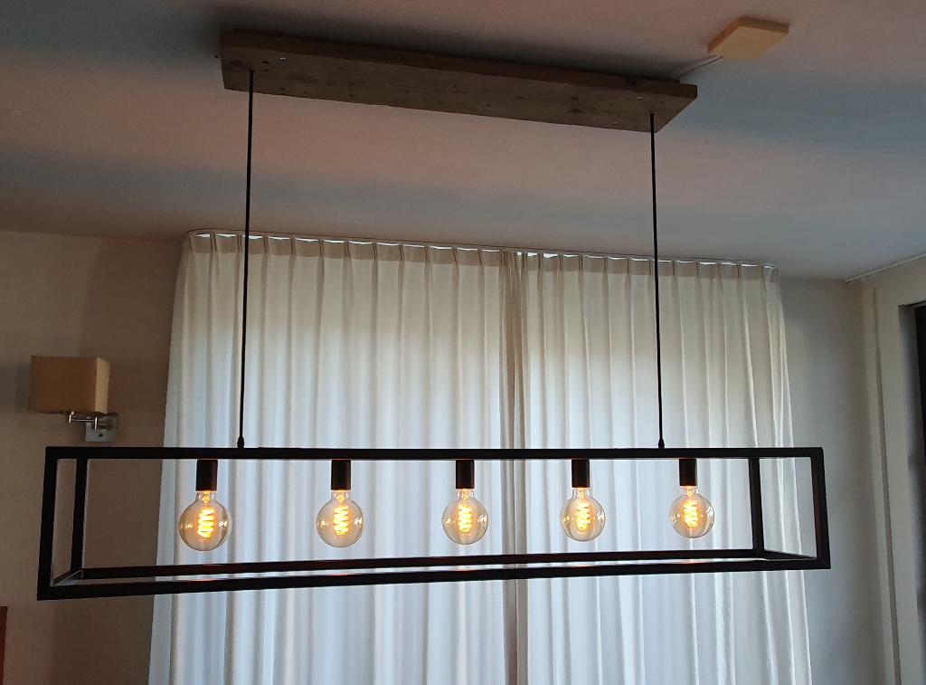 Hanglamp, Ophalen, Zo goed als nieuw, Hout, Industrieel