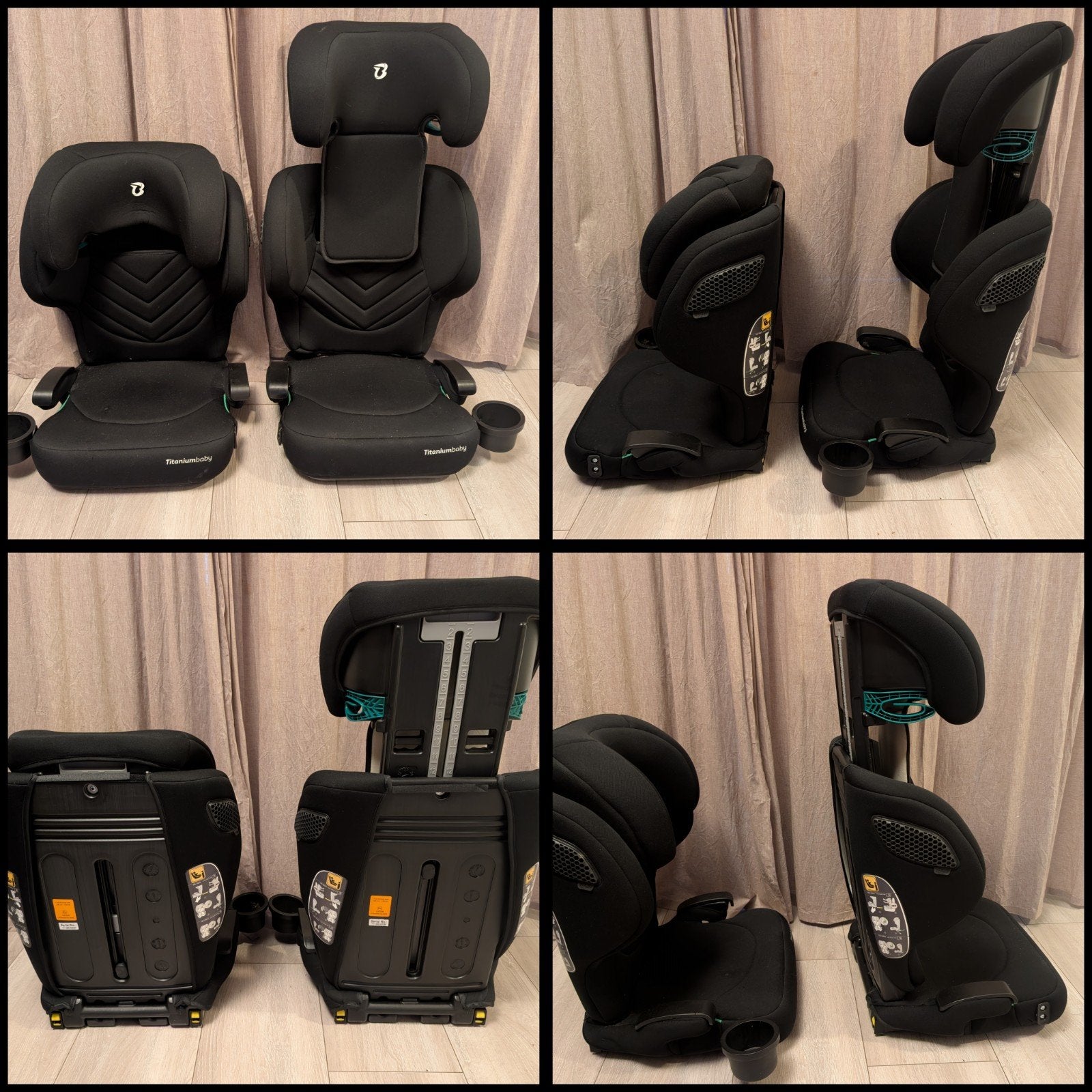Autostoel 2x Titanium Ixion Zwart. 100-150 cm, 15 t/m 36 kg, Zo goed als nieuw, Isofix, Ophalen