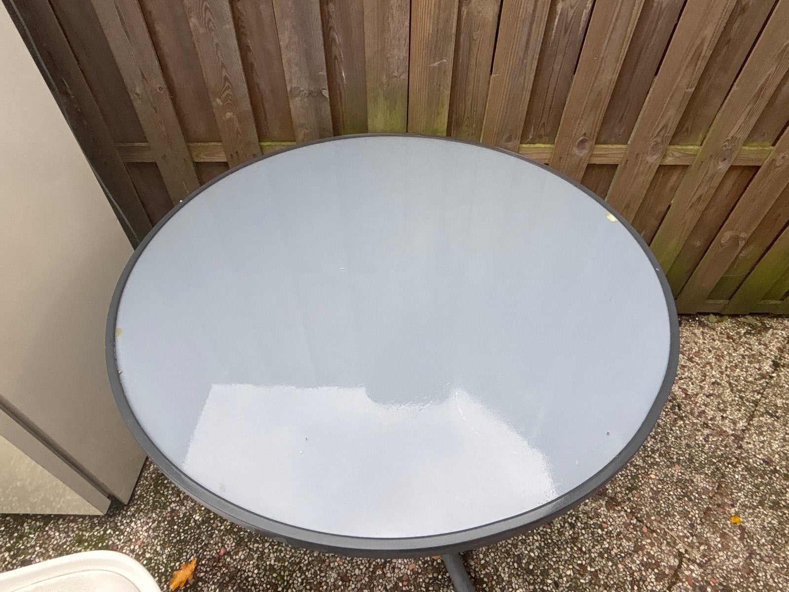 Ronde tuintafel met glazen blad, Ophalen, Gebruikt, Rond, Metaal