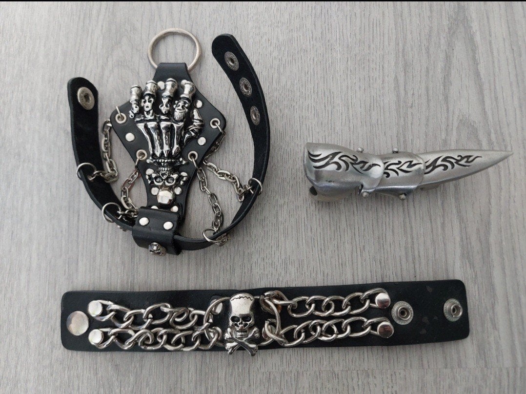 Schedel Sieraden Gothic Set, Ophalen of Verzenden, Gebruikt, Zwart