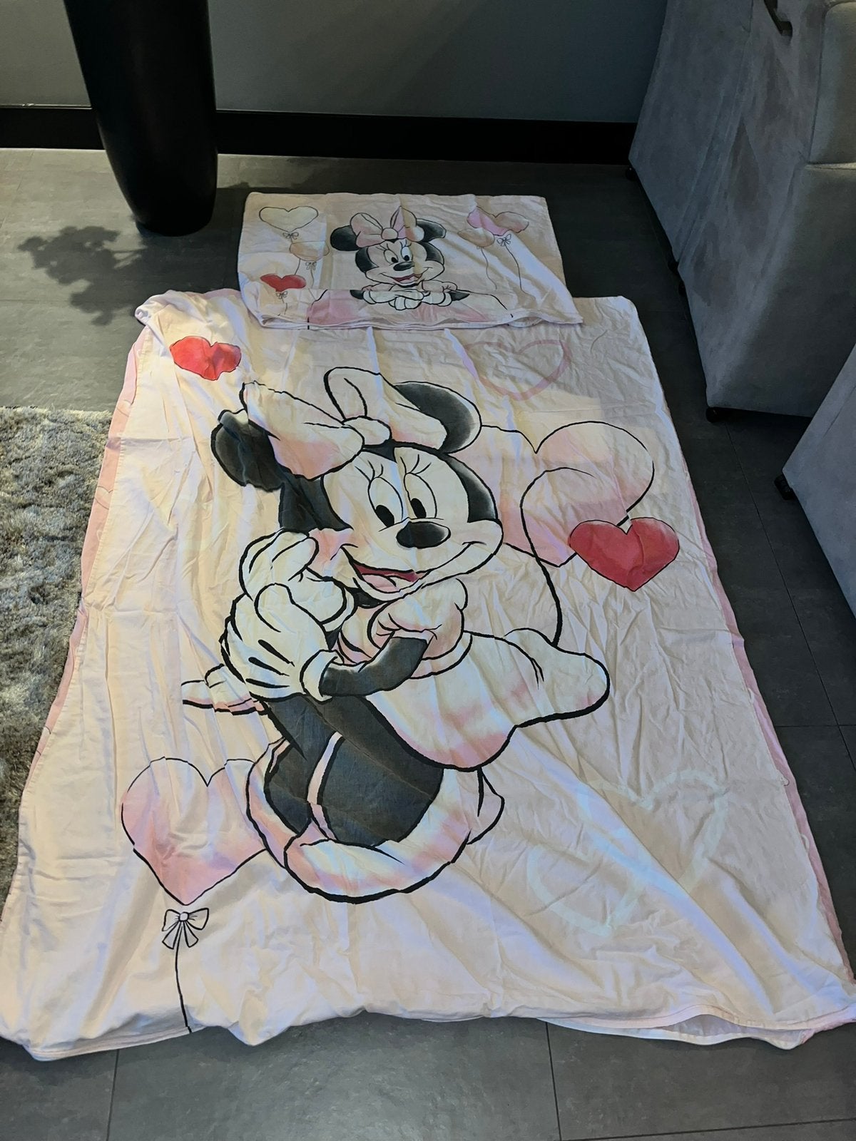 Disney minnie mouse 1-persoons dekbedovertrek, Meisje, Ophalen of Verzenden, Zo goed als nieuw, Roze