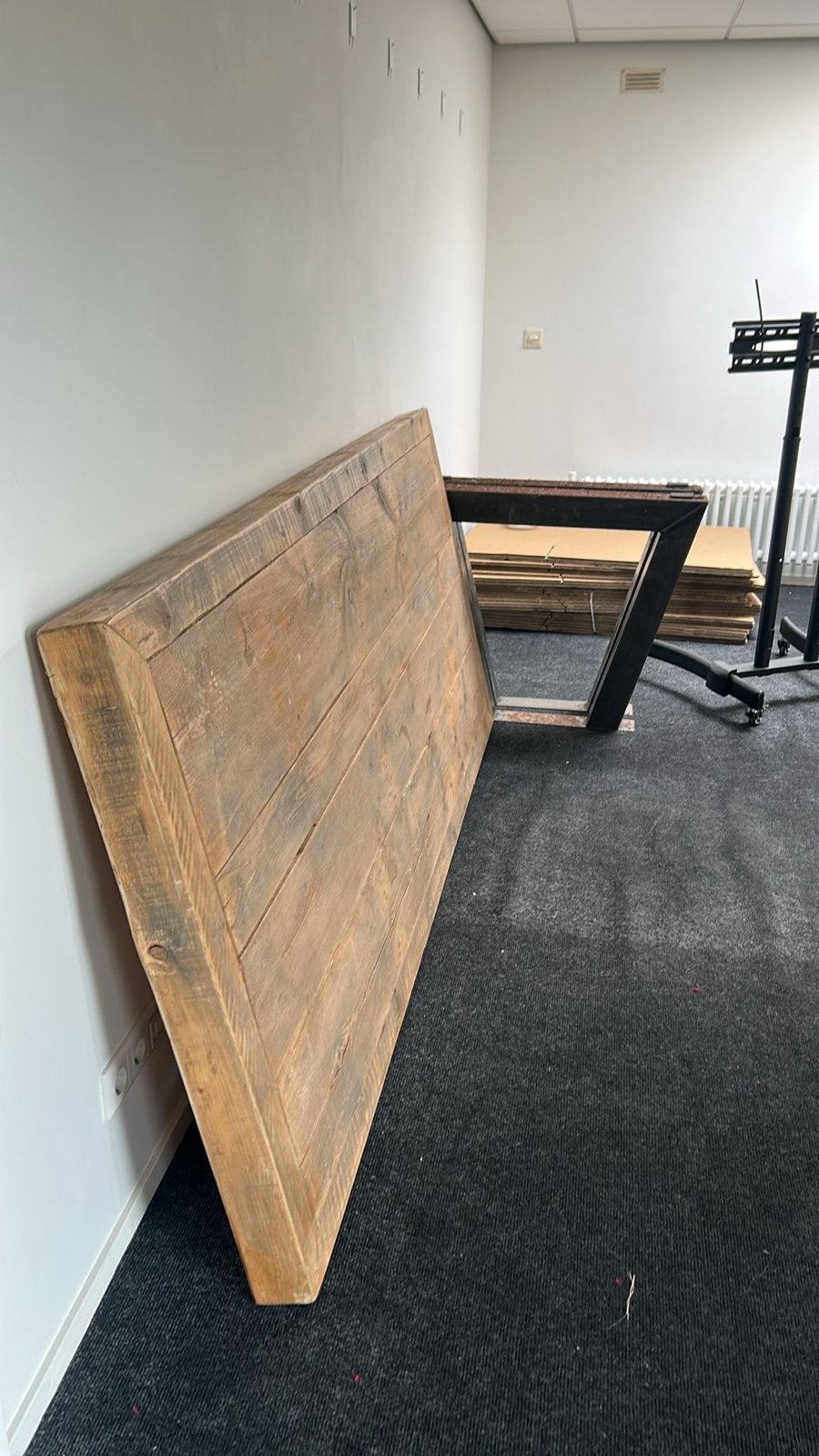 Robuuste houten tafel 200x200x79 en 235x101x85 cm, Huis en Inrichting, Tafels | Eettafels, Ophalen, Gebruikt, Vierkant, Vijf personen of meer