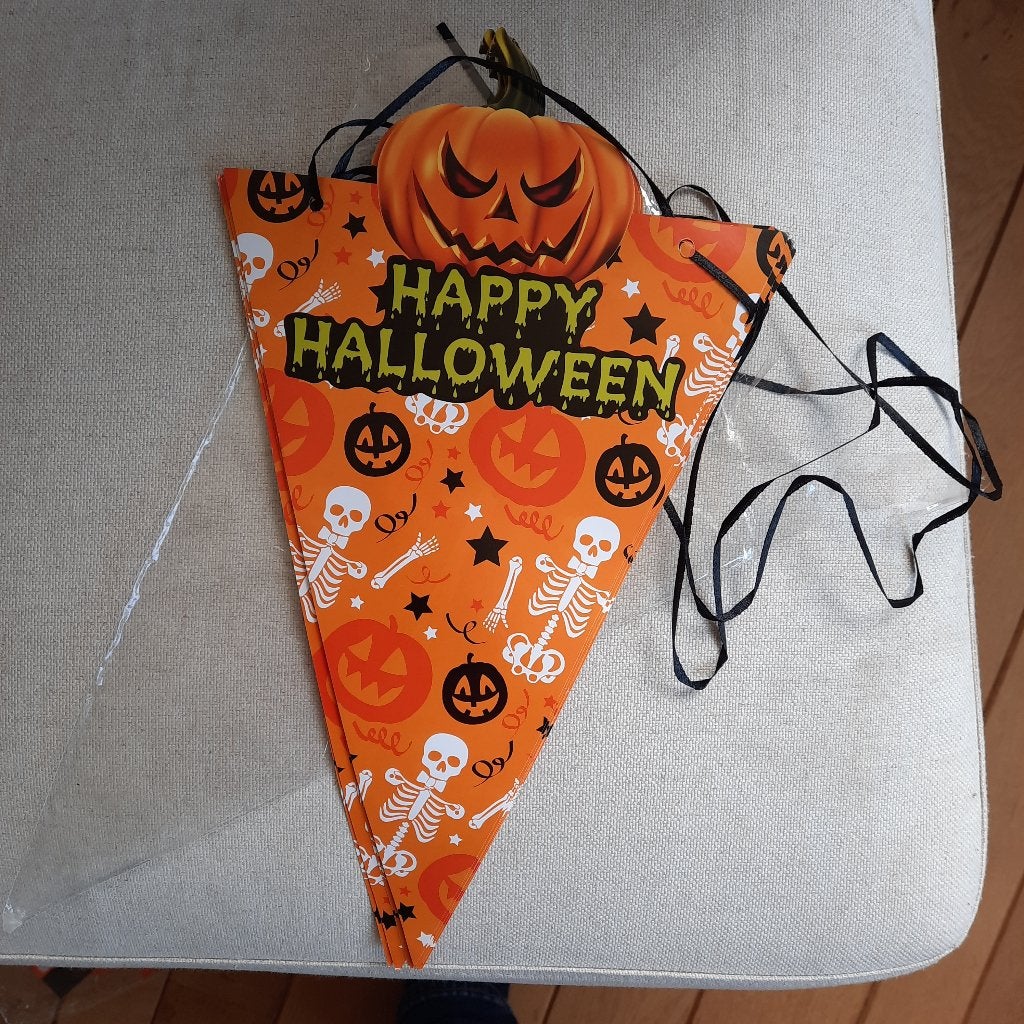 Halloween vlaggenlijn Happy Halloween oranje, Ophalen of Verzenden, Nieuw, Versiering, Halloween of Griezel