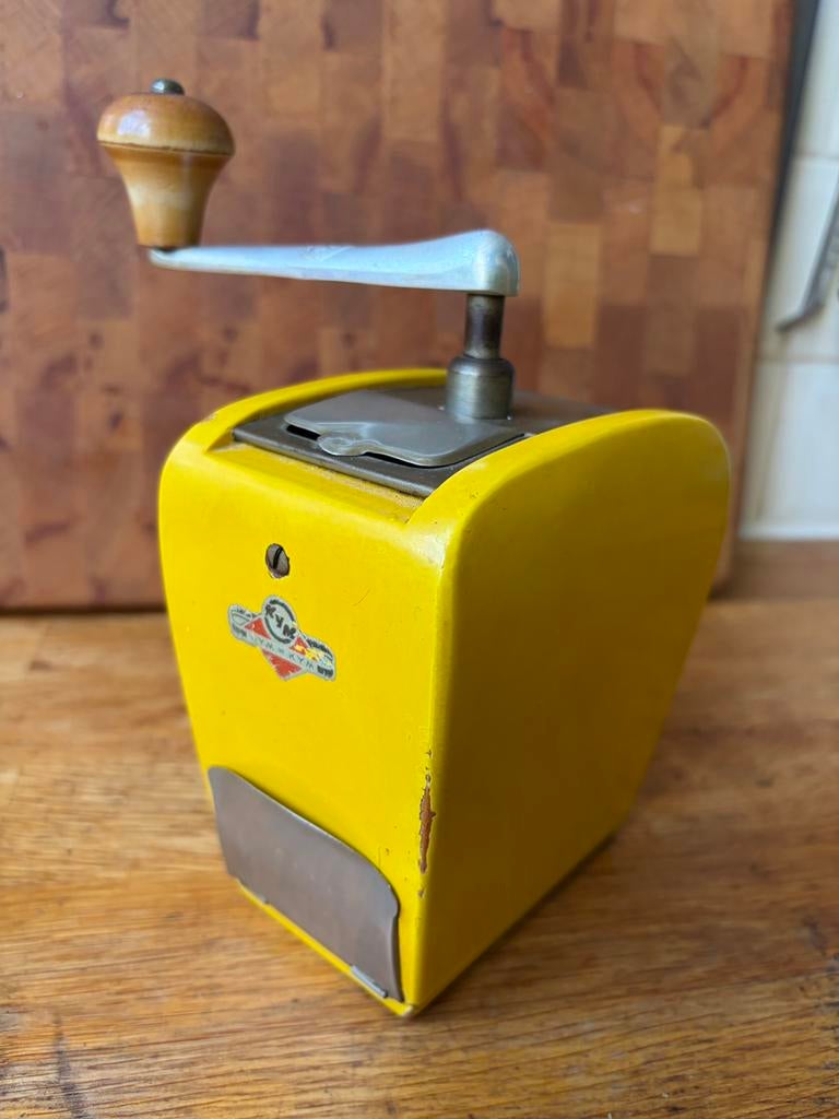 Vintage KYM Mokka koffiemolen - Geel - Jaren ’50/’60, Ophalen of Verzenden