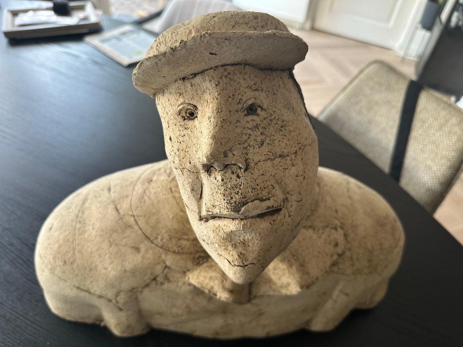 Sjer Jacobs buste van een man met pet, Ophalen, Buste, Handgemaakt, 20 - 50 cm