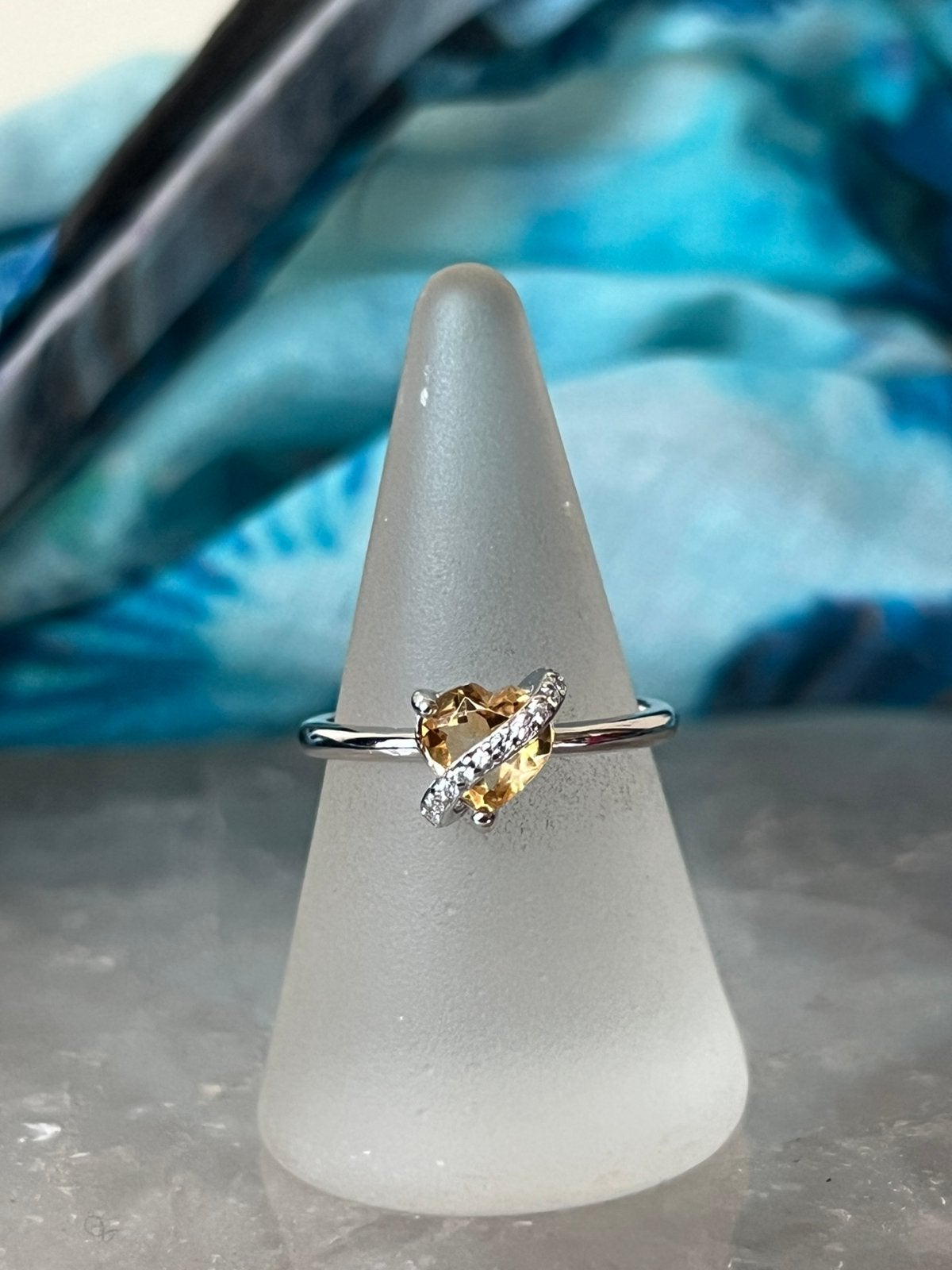 Citrien topaas hartje geluk beschermt succes liefde magie, Sieraden, Tassen en Uiterlijk, Ringen, Geel, Nieuw, Ophalen of Verzenden