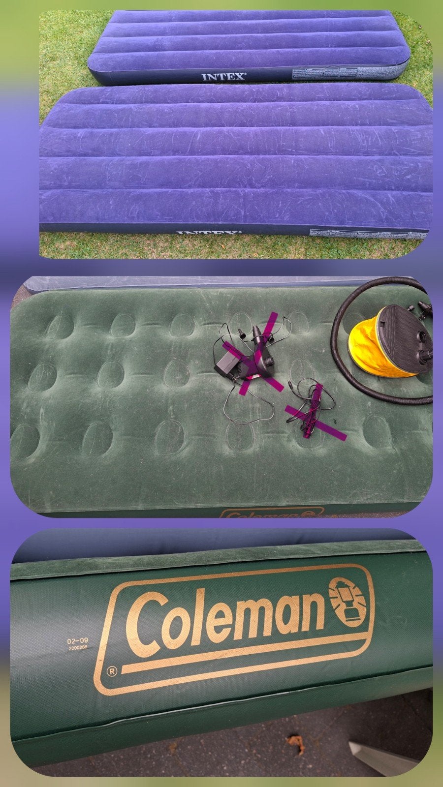 1x Coleman en 2x Intex luchtbedden + voetpomp, Ophalen of Verzenden, Zo goed als nieuw, 1-persoons