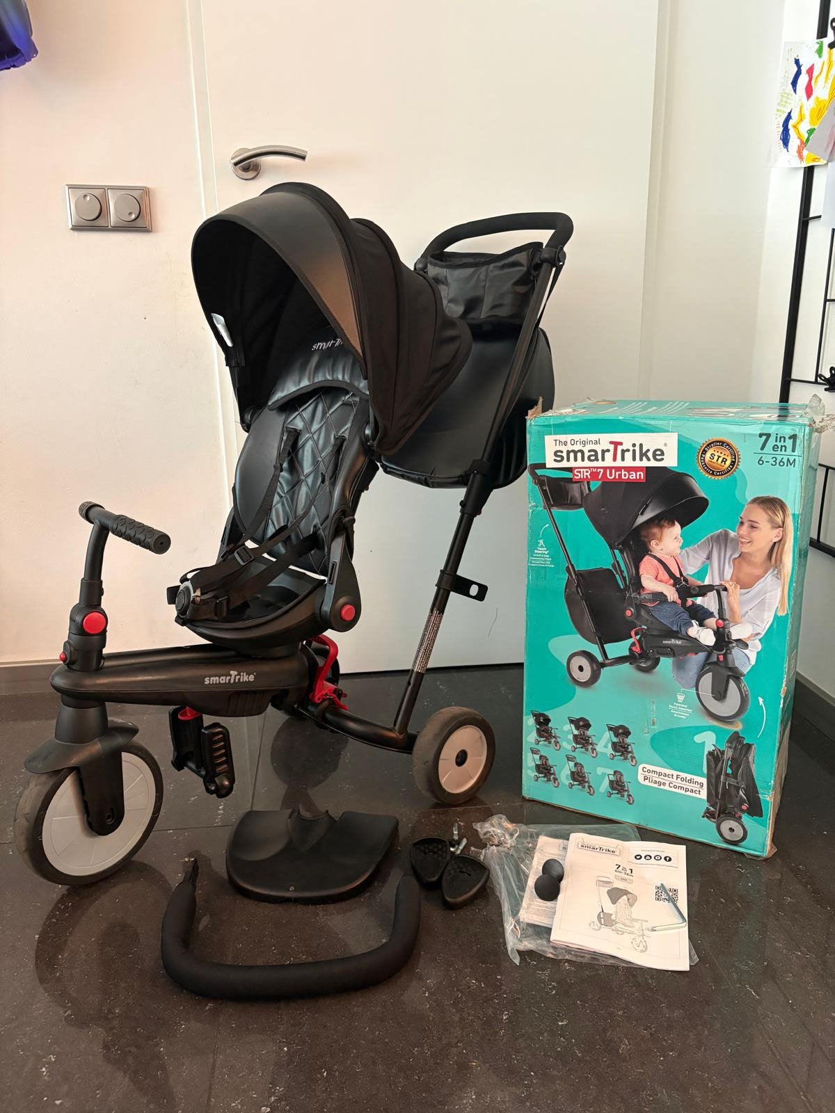 Zeer mooie inklapbare SmarTrike Str 7 Urban driewieler !!, Ophalen, Gebruikt, Duwstang