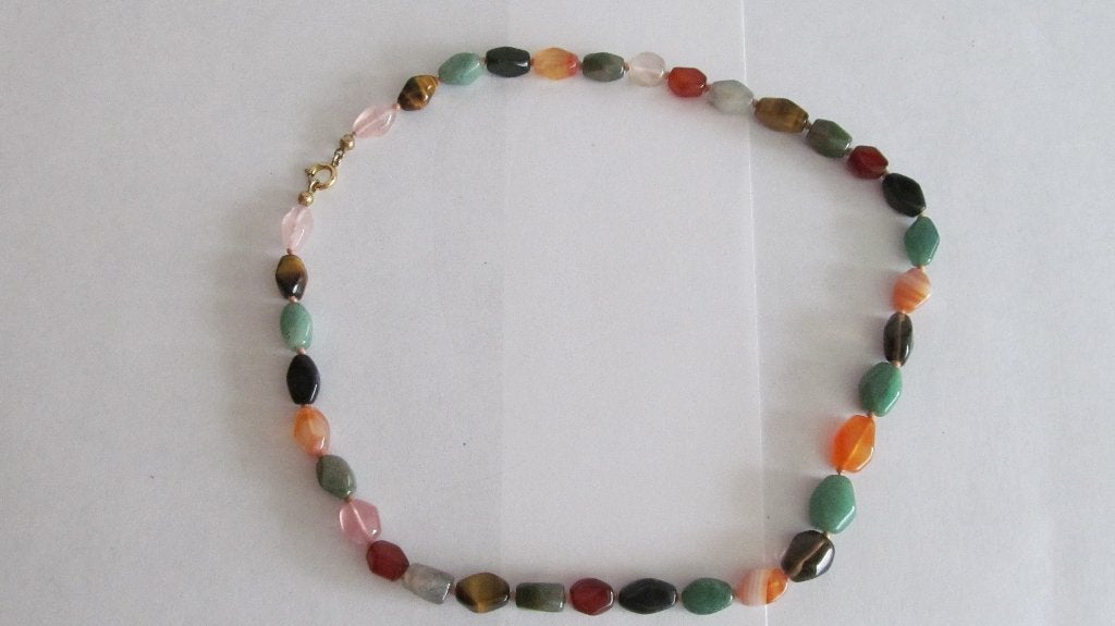 Vintage edelstenen kralenketting, Ophalen, Zo goed als nieuw, Steen of Mineraal, Met edelsteen