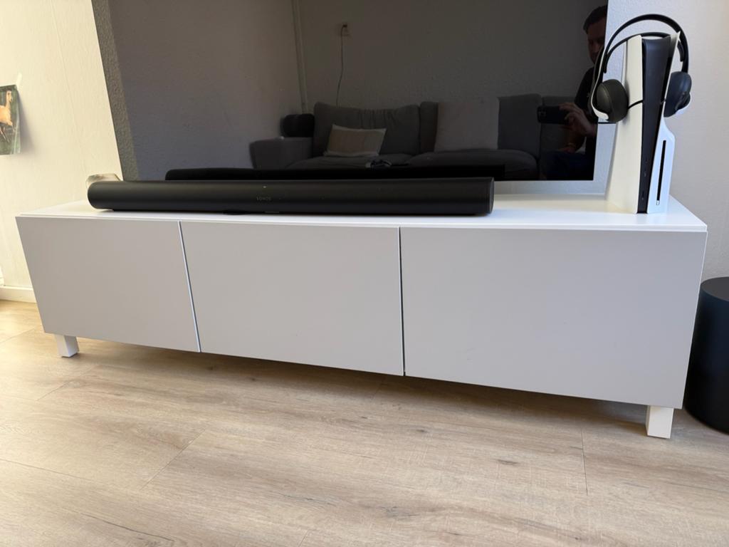 Moderne TV-kast Ikea Besta - Grijs/Wit, Ophalen, Gebruikt, 150 tot 200 cm, Minder dan 100 cm