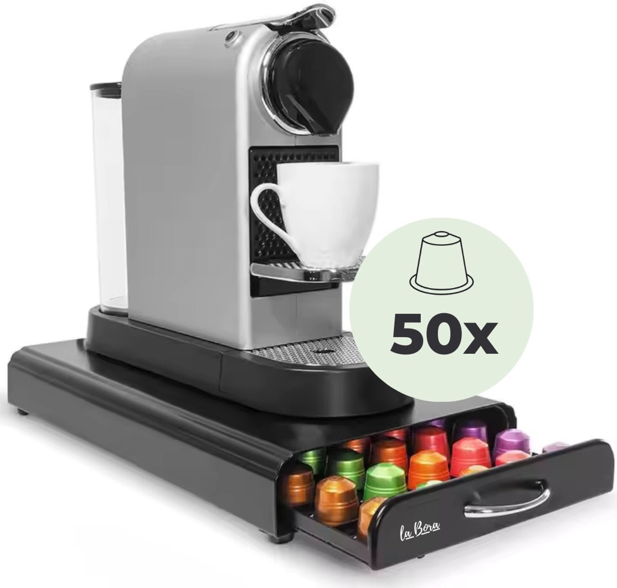 La Bora Nespresso Capsulehouder - 50cups - RVS - Nieuw!, Ophalen of Verzenden, Nieuw, Capsulehouder