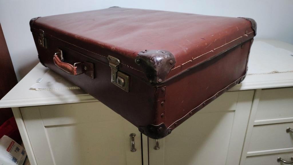 K535 VINTAGE jaren 40-50 koffer VULCAN  FIBRE, Sieraden, Tassen en Uiterlijk, 60 tot 70 cm, Overige materialen, Gebruikt, -