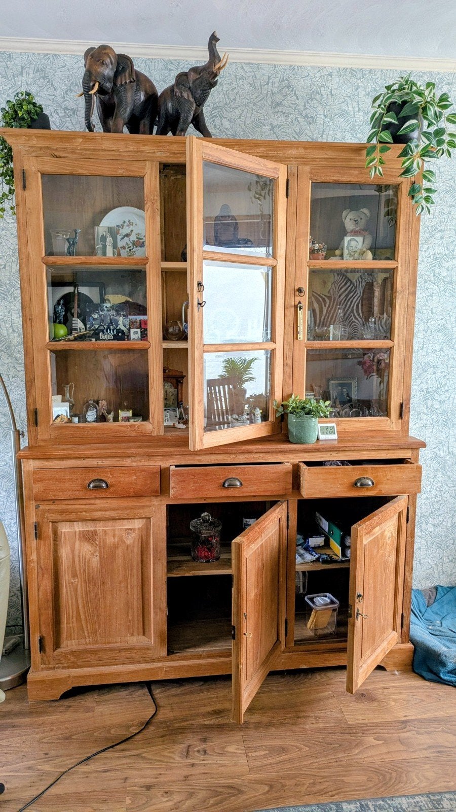 BUFFET KAST- TEAK,  wand meubel vitrine  bergmeubel, Ophalen, 25 tot 50 cm, 150 tot 200 cm, Met lade(s)